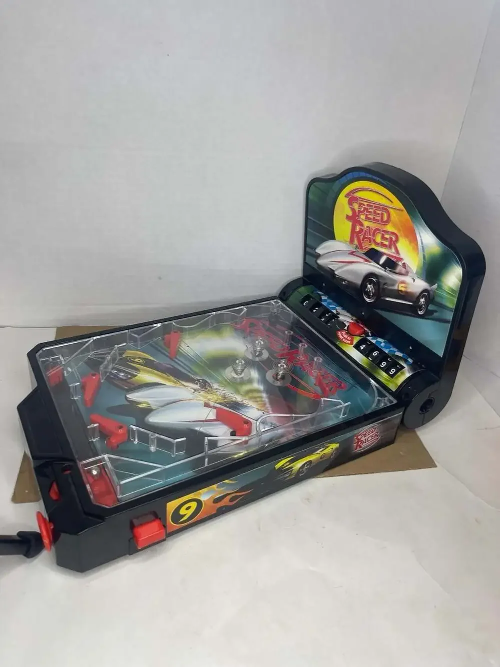 (Works) RARE Speed Racer Movie Mach 5 Tabletop Electronic Pinball Game Funrise